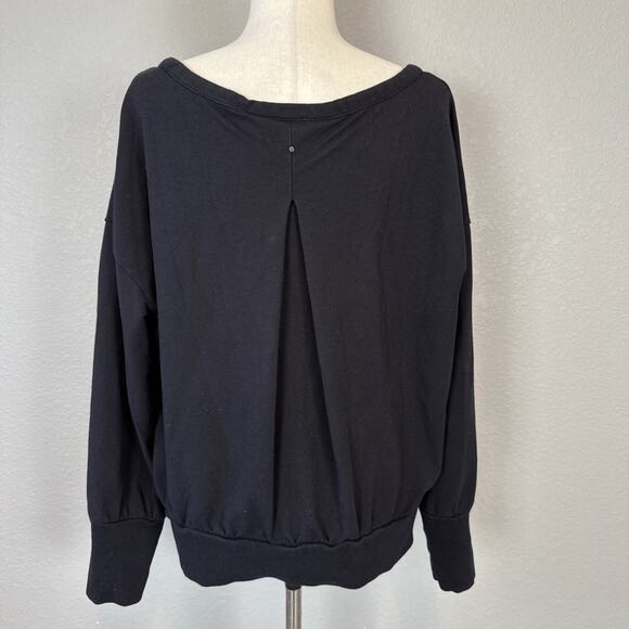 Cuyana French Terry Black Pima Cotton Sweater Sweatshirt Size XL Pleat Back - Picture 4 of 8